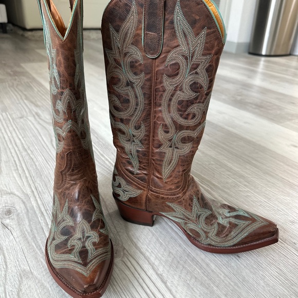 Old Gringo | Rust Diego Cowboy Boots Turquoise Stitching 7.5 Western Cowgirl - Picture 8 of 9